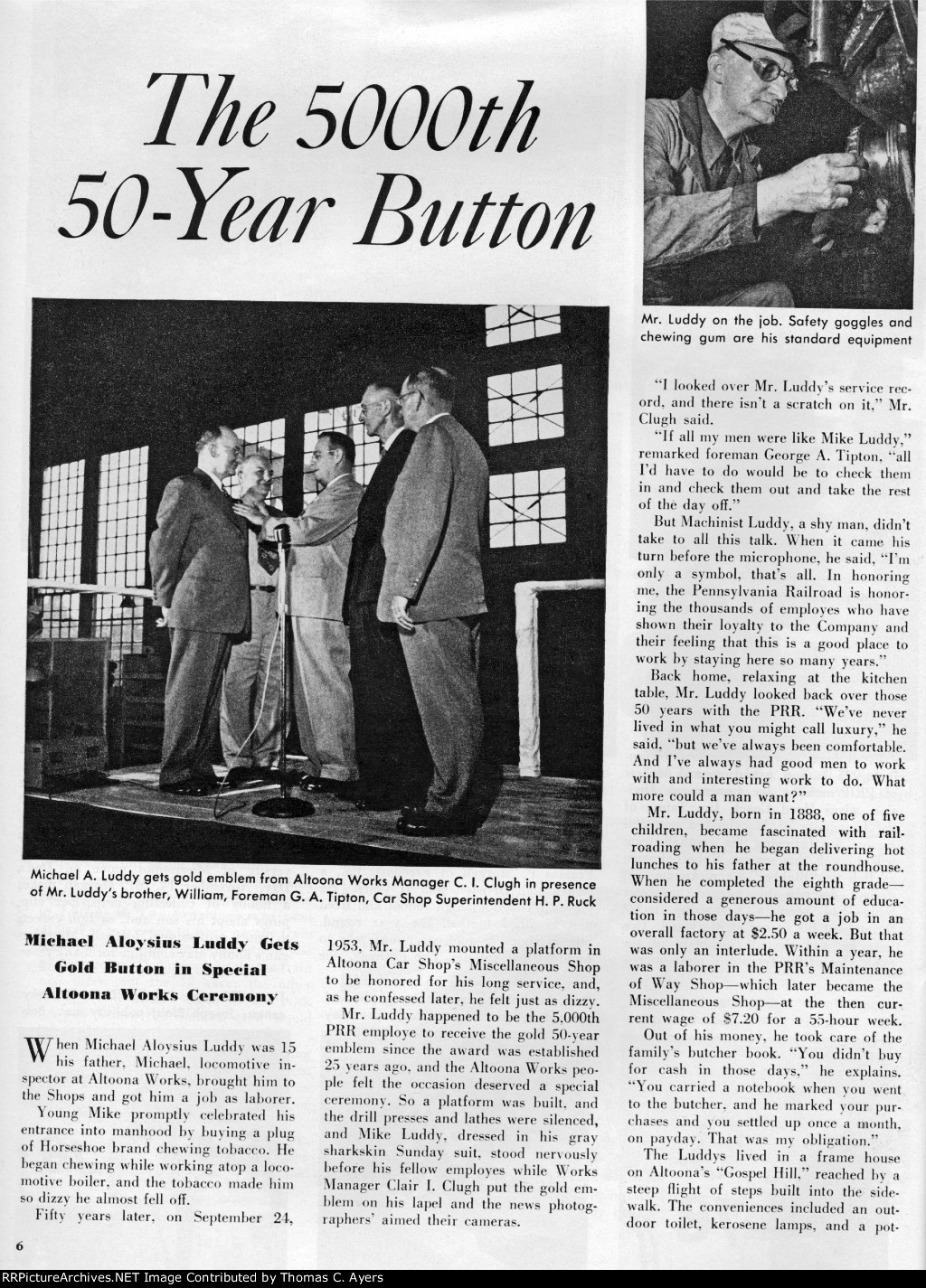 "5000th 50-Year Button," Page 6, 1953